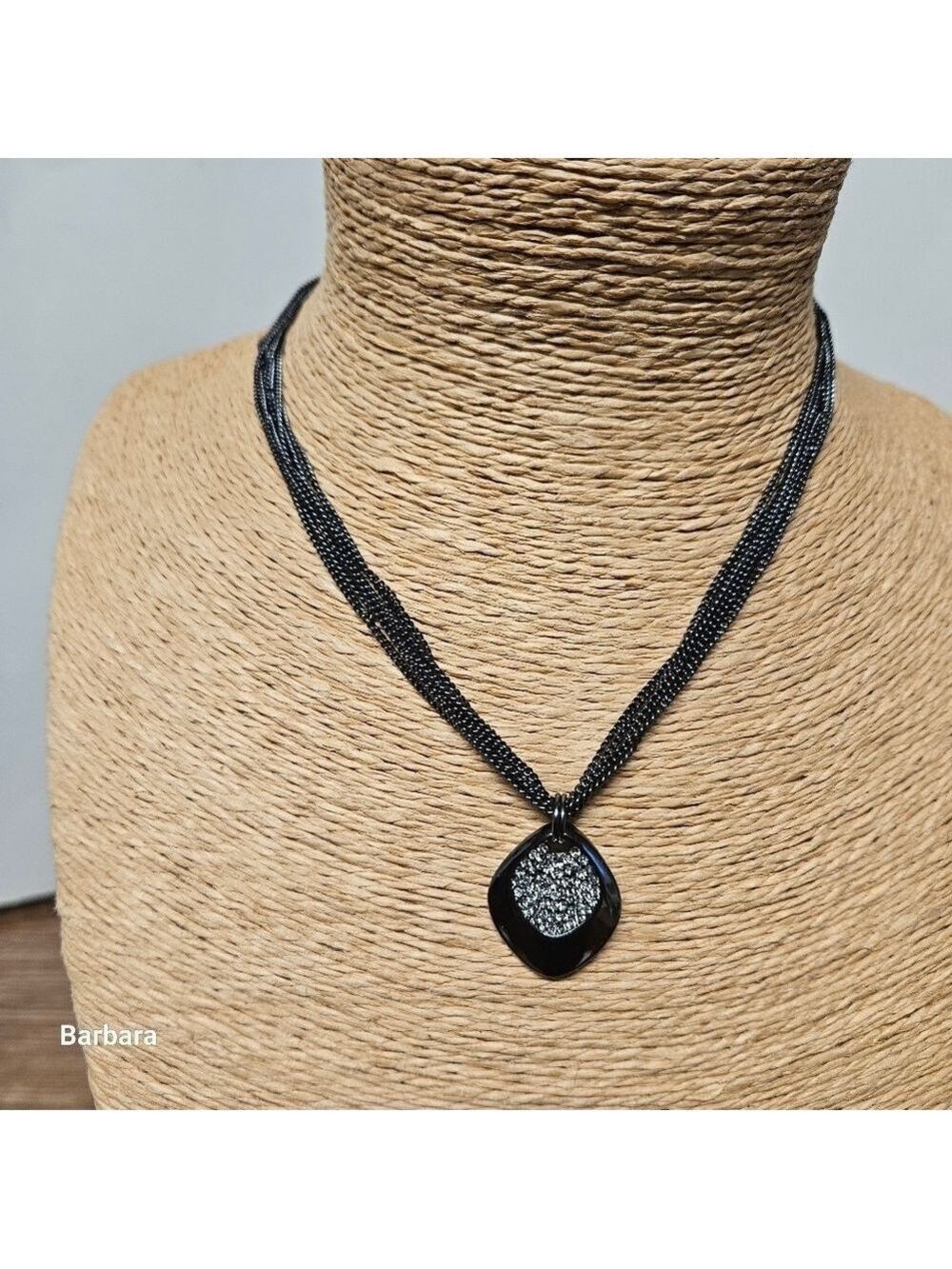KC (Kenneth Cole) Black Moissanite Encased in Rhodium-plated Pendant Necklace